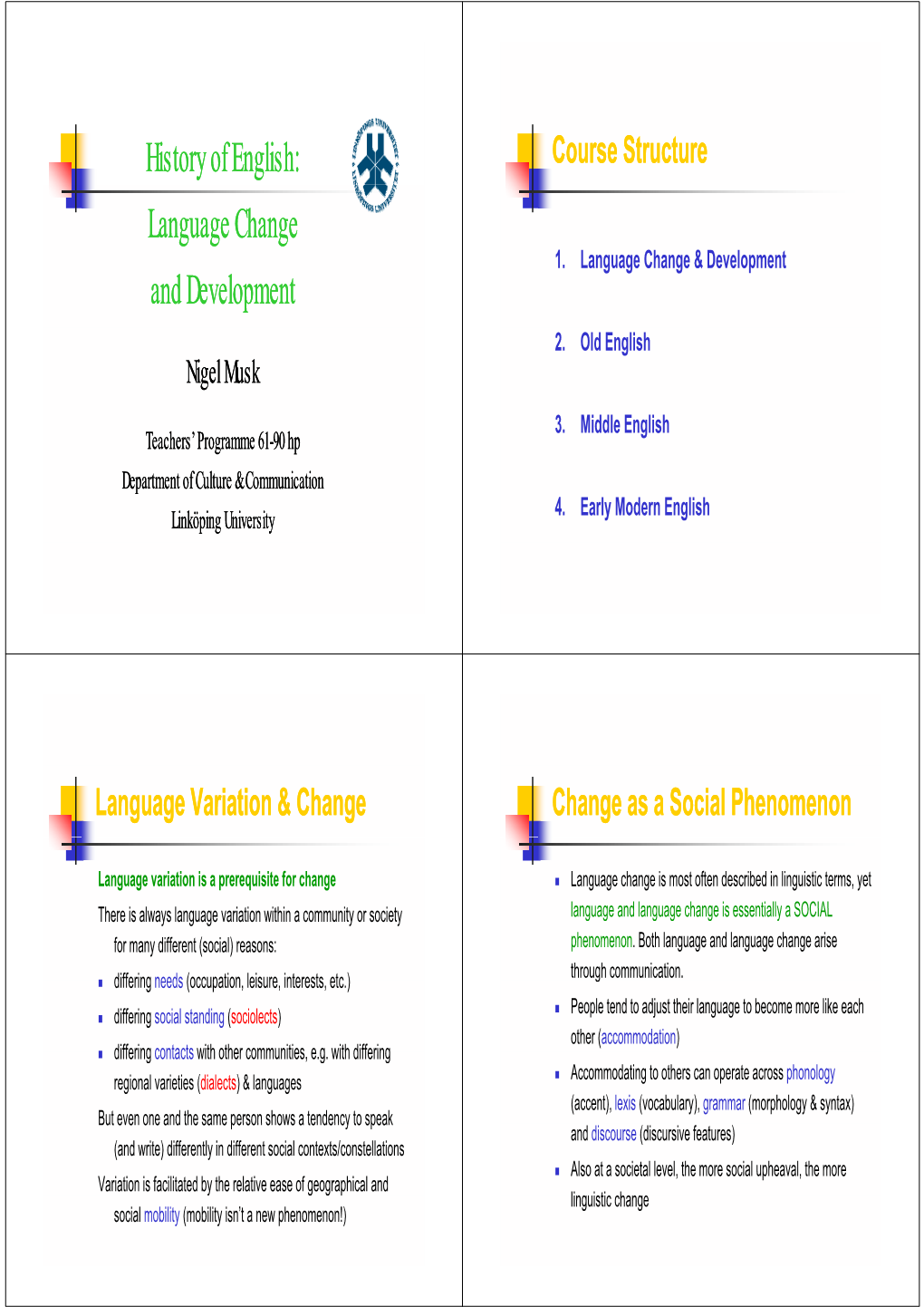 History of English: Language Change and Development