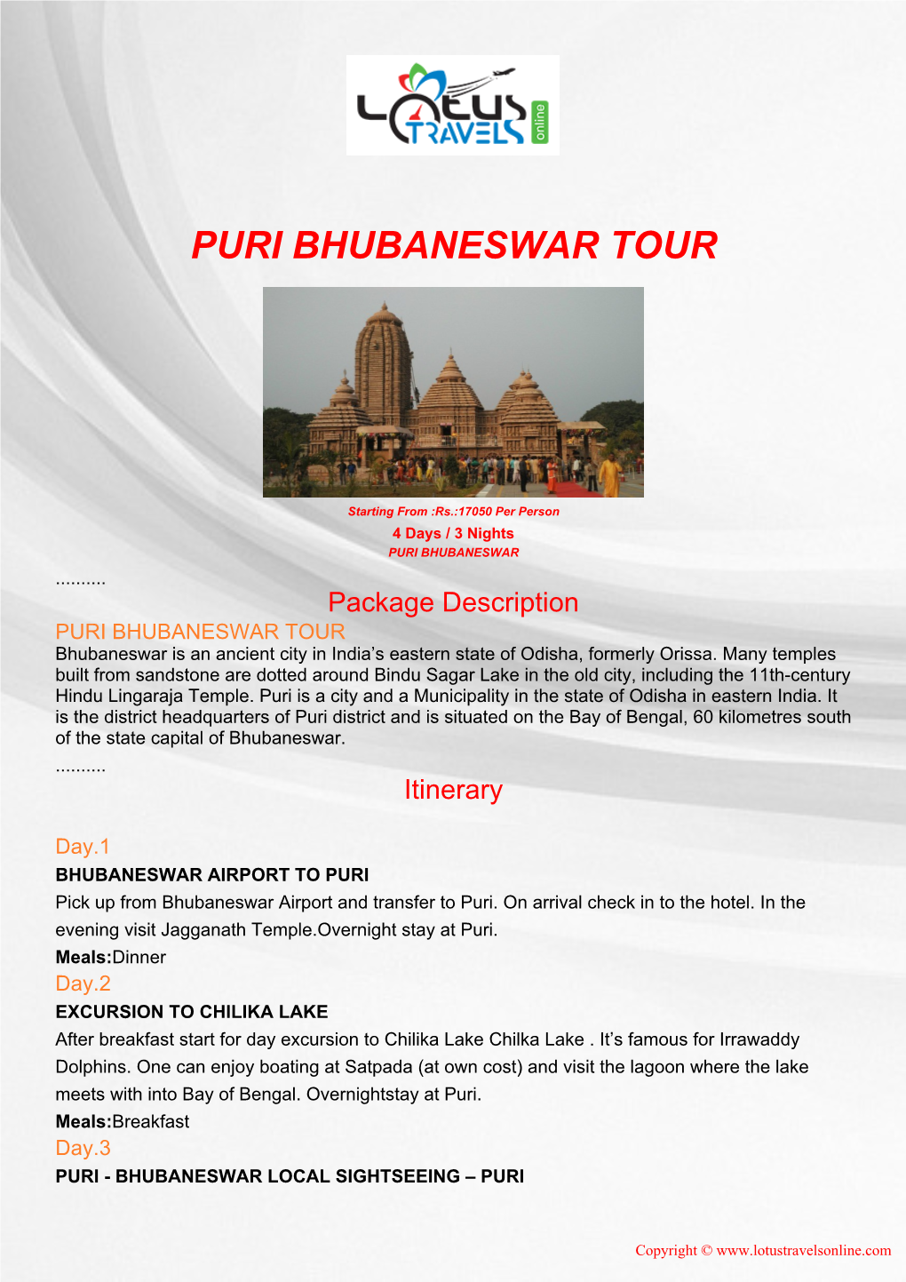 Puri Bhubaneswar Tour