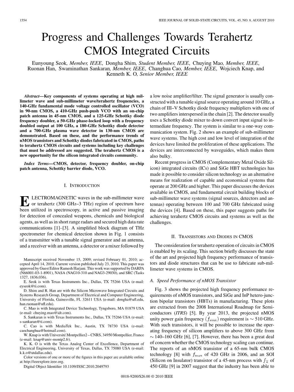 Progress and Challenges Towards Terahertz CMOS Integrated Circuits