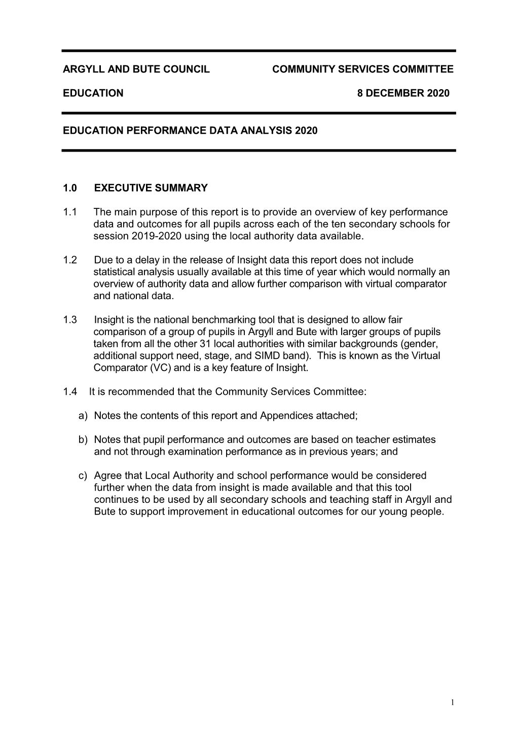 Argyll and Bute Council Name of Committee