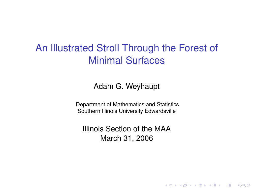 An Illustrated Stroll Through the Forest of Minimal Surfaces