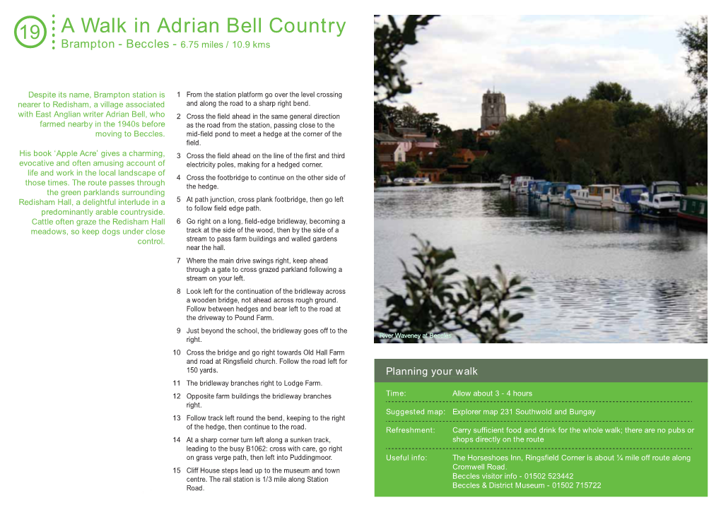 A Walk in Adrian Bell Country Brampton - Beccles - 6.75 Miles / 10.9 Kms