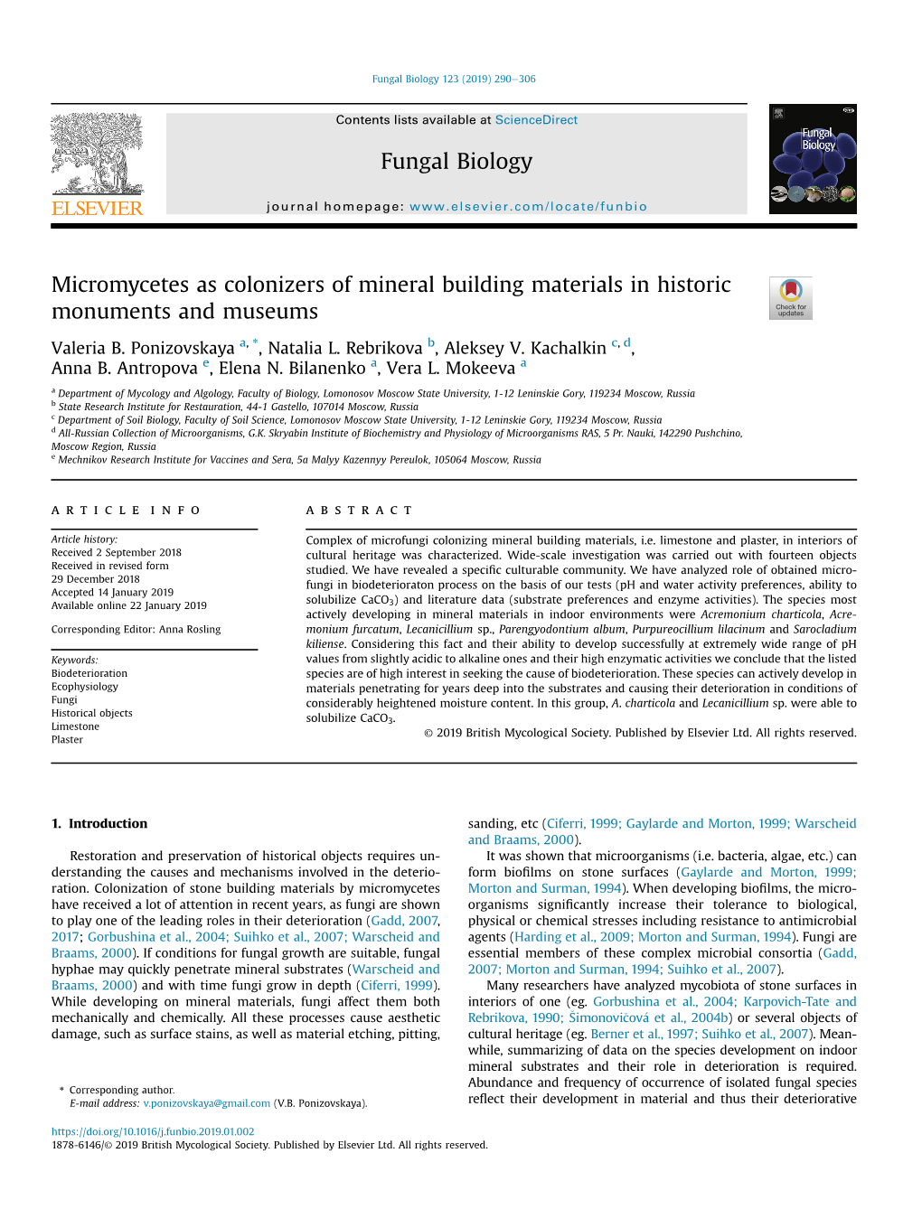 Micromycetes As Colonizers of Mineral Building Materials in Historic Monuments and Museums