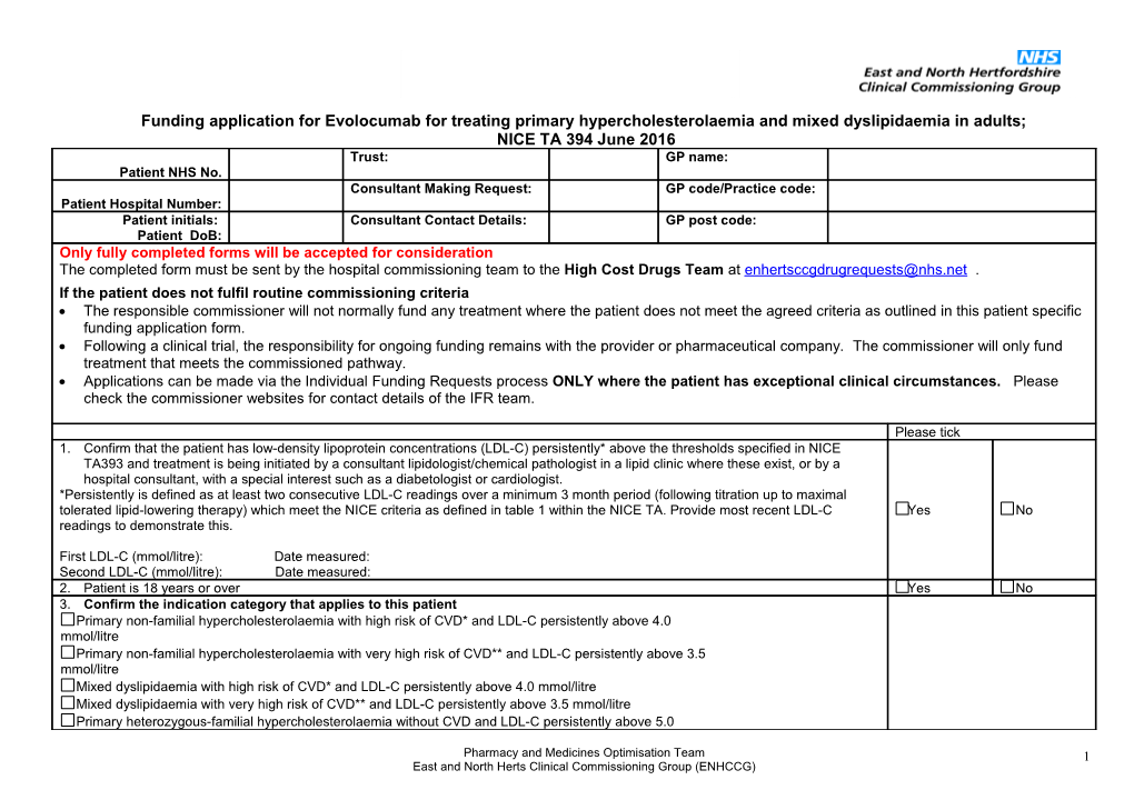 PBR Exclusions 2006/07 Funding Application for Infliximab for the Treatment of Crohn S Disease