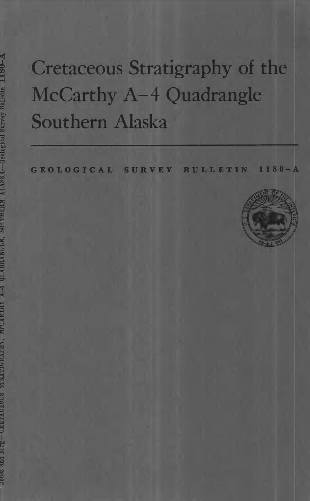 Cretaceous Stratigraphy of the Mccarthy A-4 Quadrangle Southern Alaska