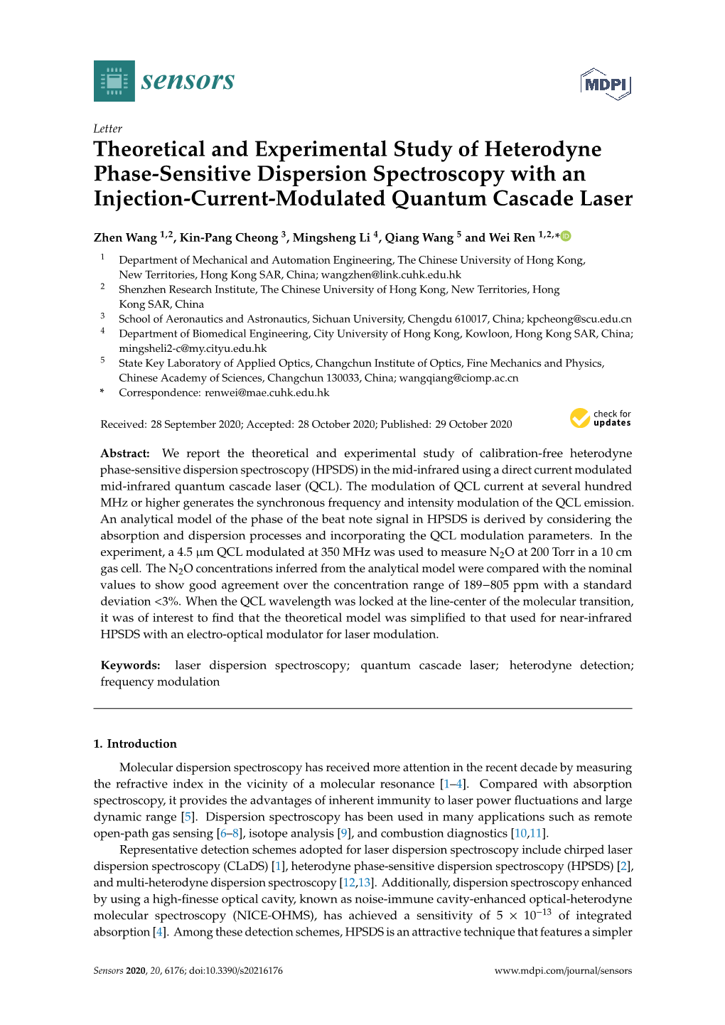 Theoretical and Experimental Study of Heterodyne Phase-Sensitive Dispersion Spectroscopy with an Injection-Current-Modulated Quantum Cascade Laser