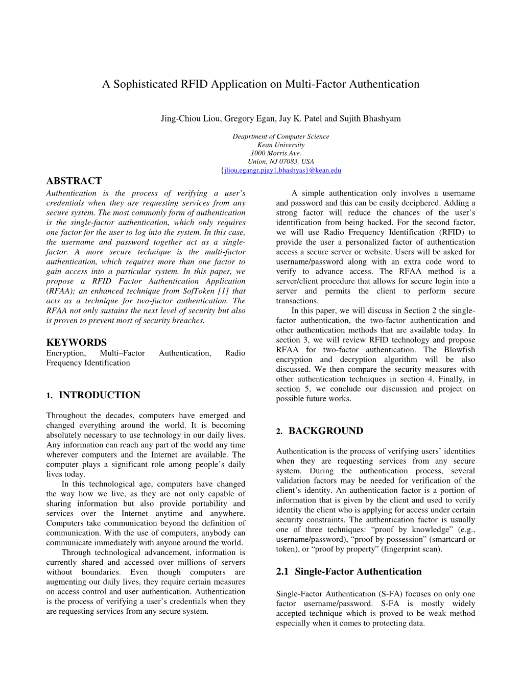 A Sophisticated RFID Application on Multi-Factor Authentication