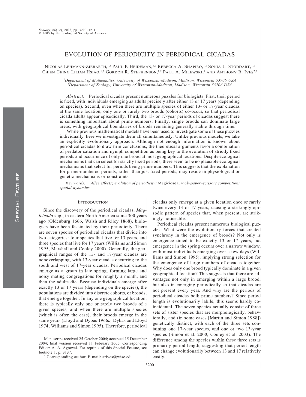 Evolution of Periodicity in Periodical Cicadas