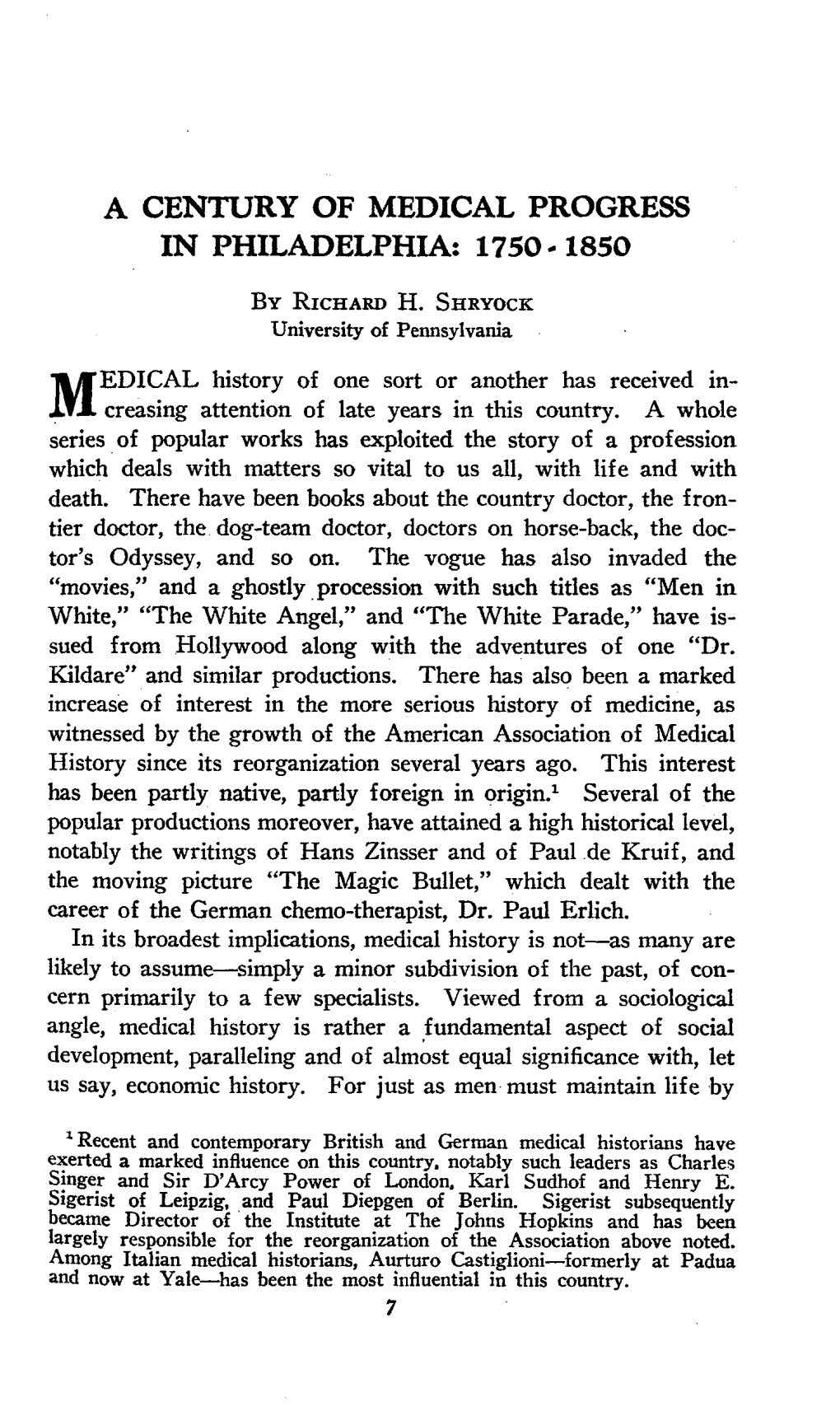 A Century of Medical Progress in Philadelphia: 1750- 1850