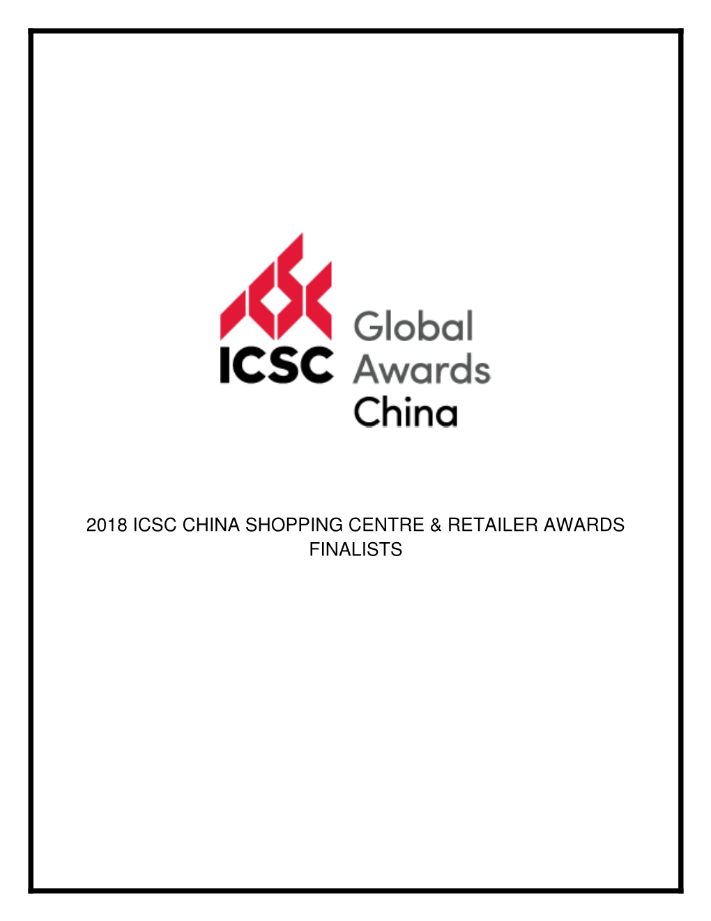 2018 Icsc China Shopping Centre & Retailer Awards