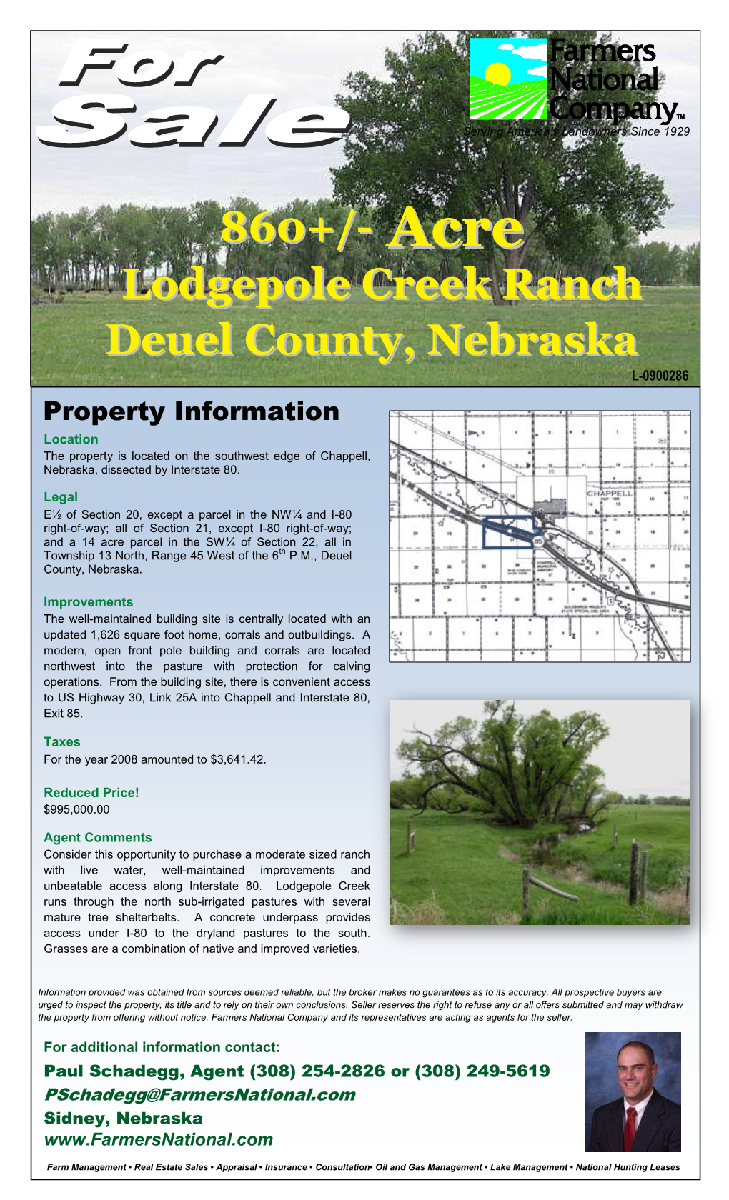 860+/- Lodgepole Creek Ranch Deuel County, Nebraska