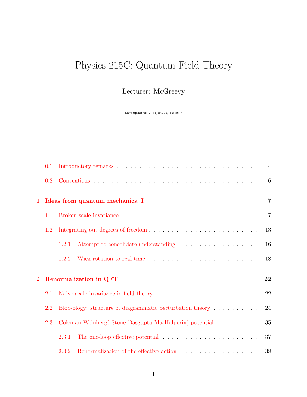 Physics 215C: Quantum Field Theory