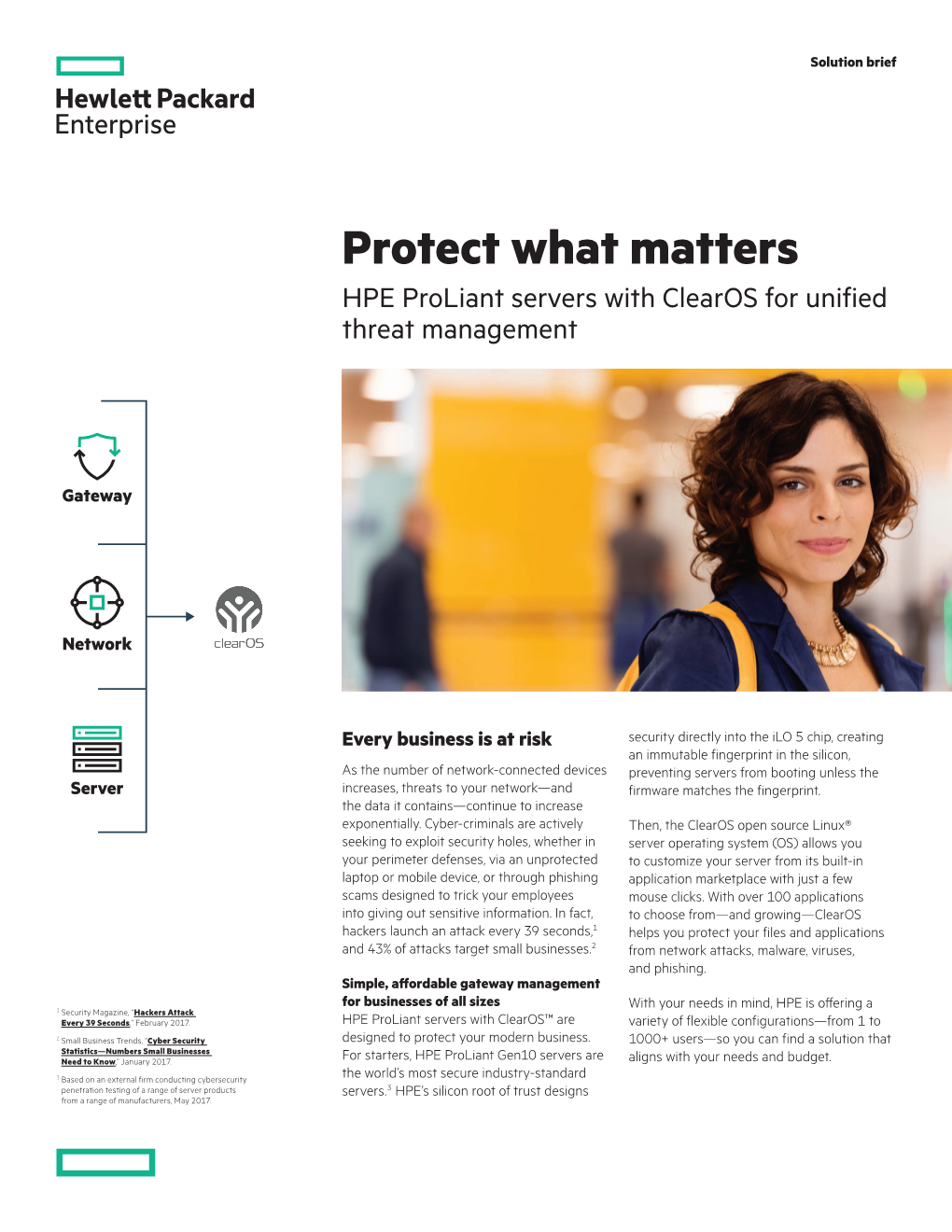 Protect What Matters with HPE Proliant Servers with Clearos for Unified Threat Management Solution Brief