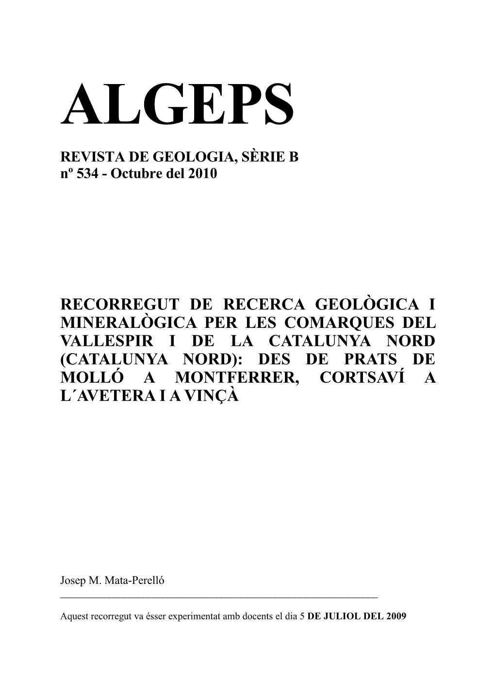 Recerca Geològica I Mineralògica