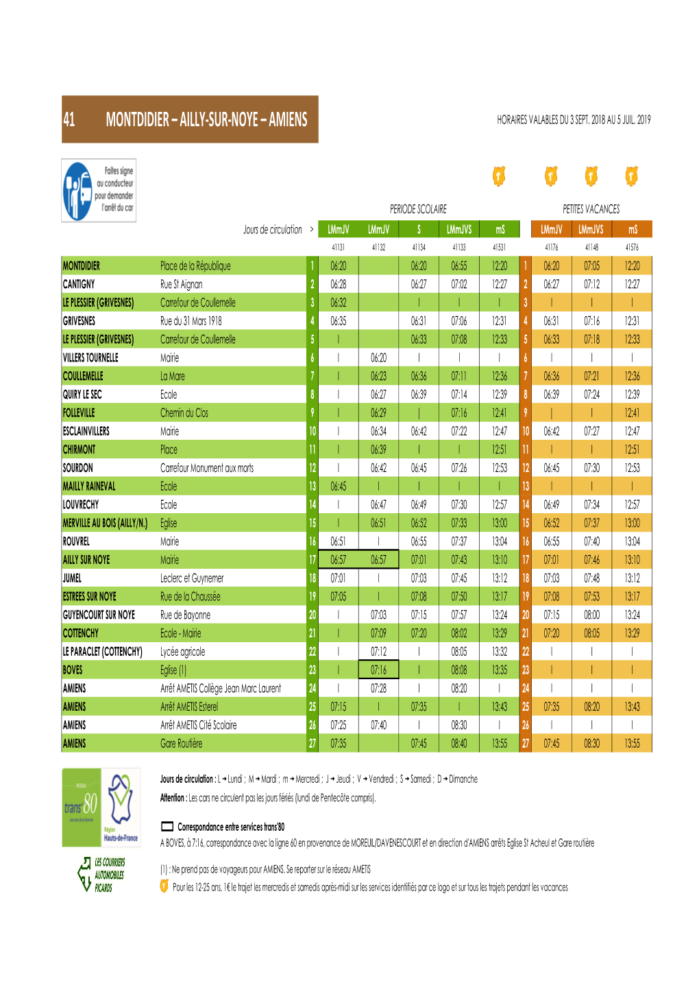 Ailly-Sur-Noye – Amiens Horaires Valables Du 3 Sept