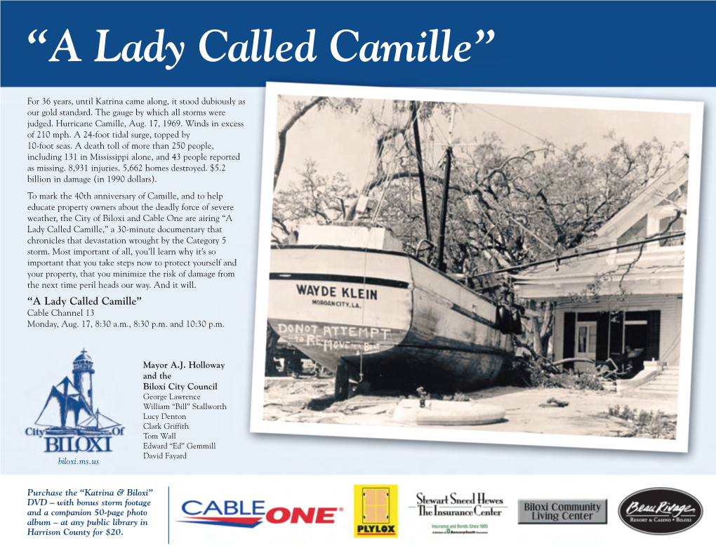 Camilletelecast-Postcard:Layout 1 8/11/09 10:03 AM Page 1 “A Lady Called Camille”