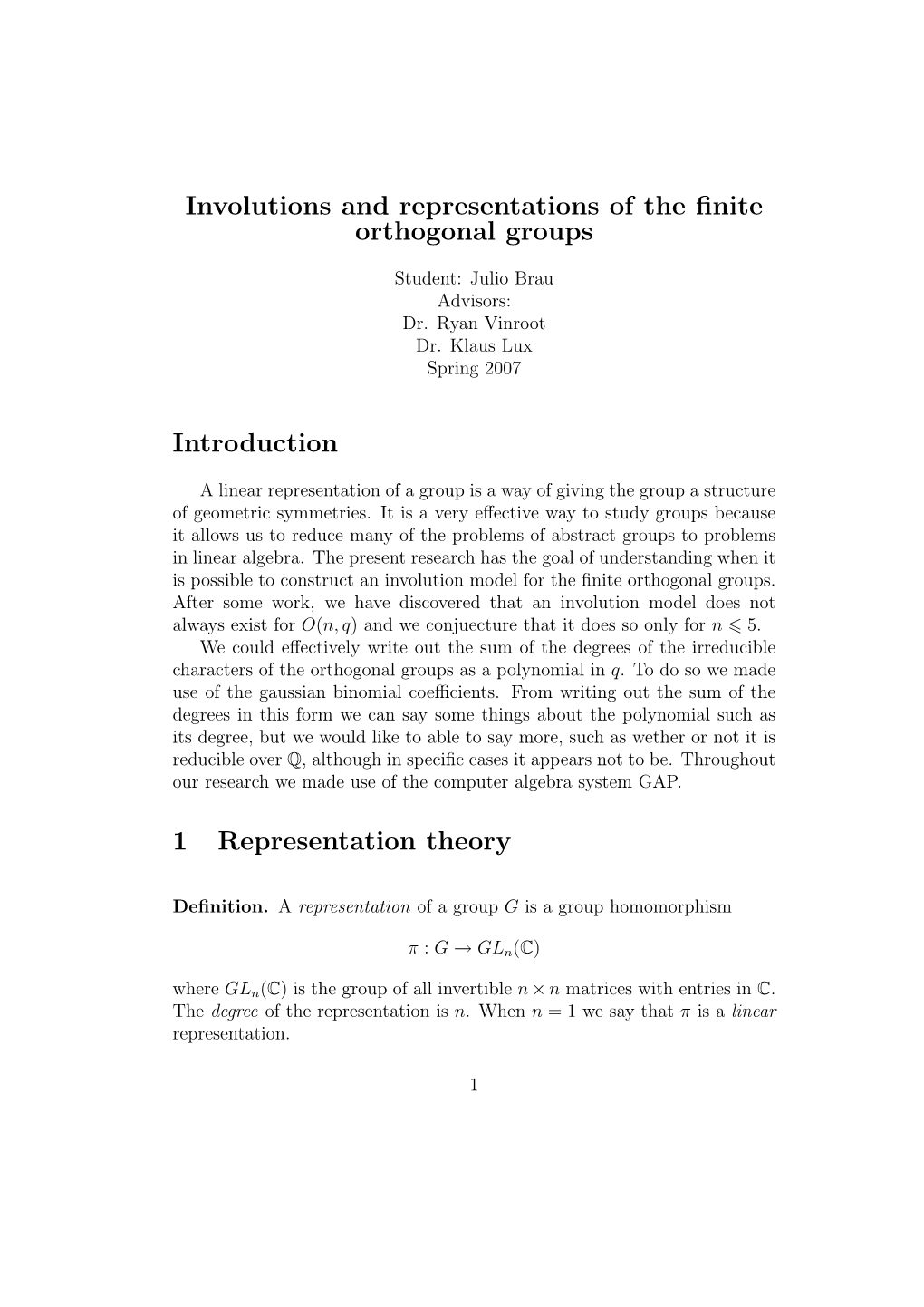 Involutions and Representations of the Finite Orthogonal Groups