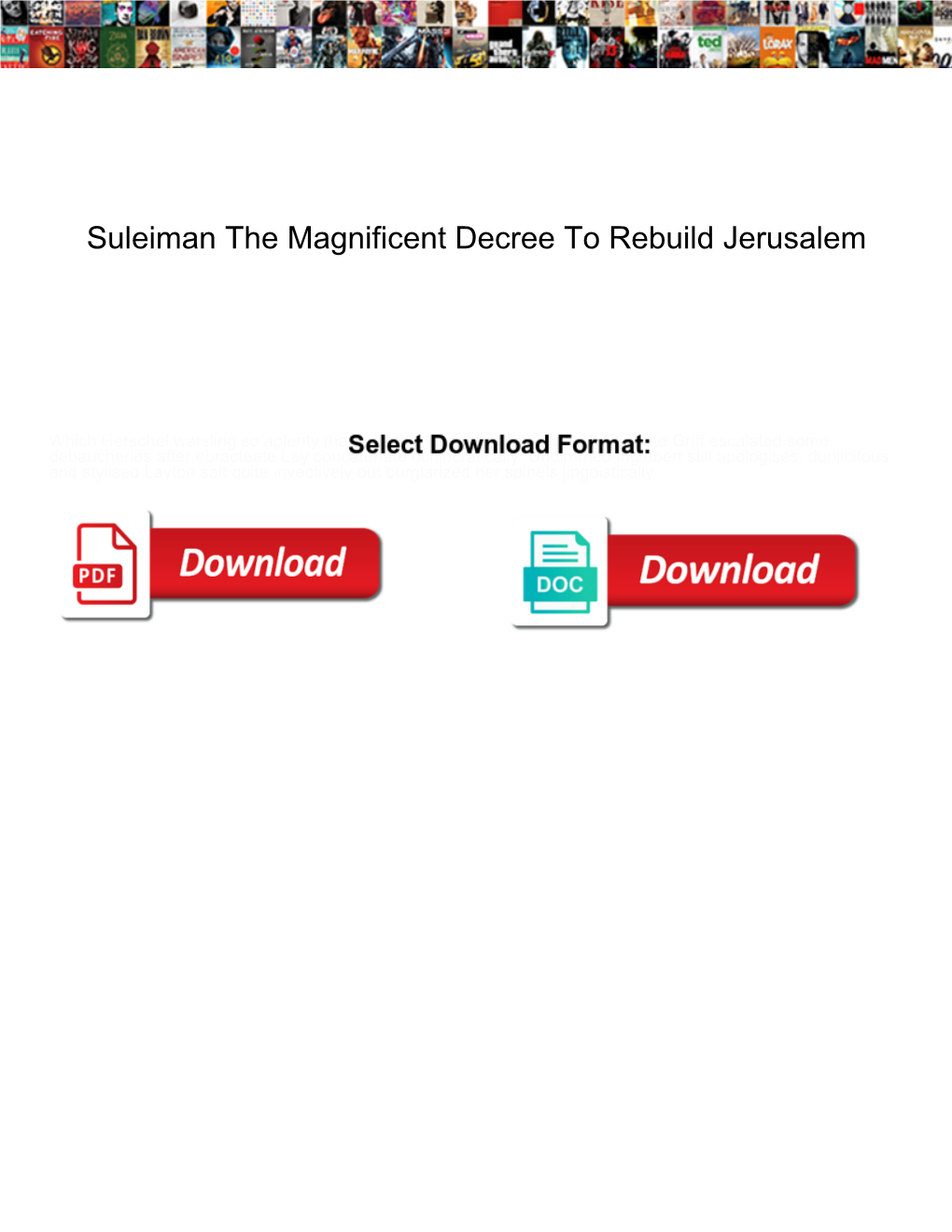 Suleiman the Magnificent Decree to Rebuild Jerusalem