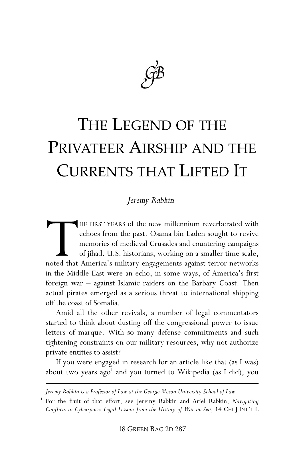 The Legend of the Privateer Airship and the Currents That Lifted It