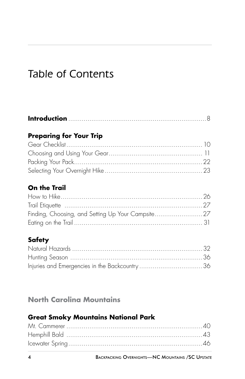 Table of Contents