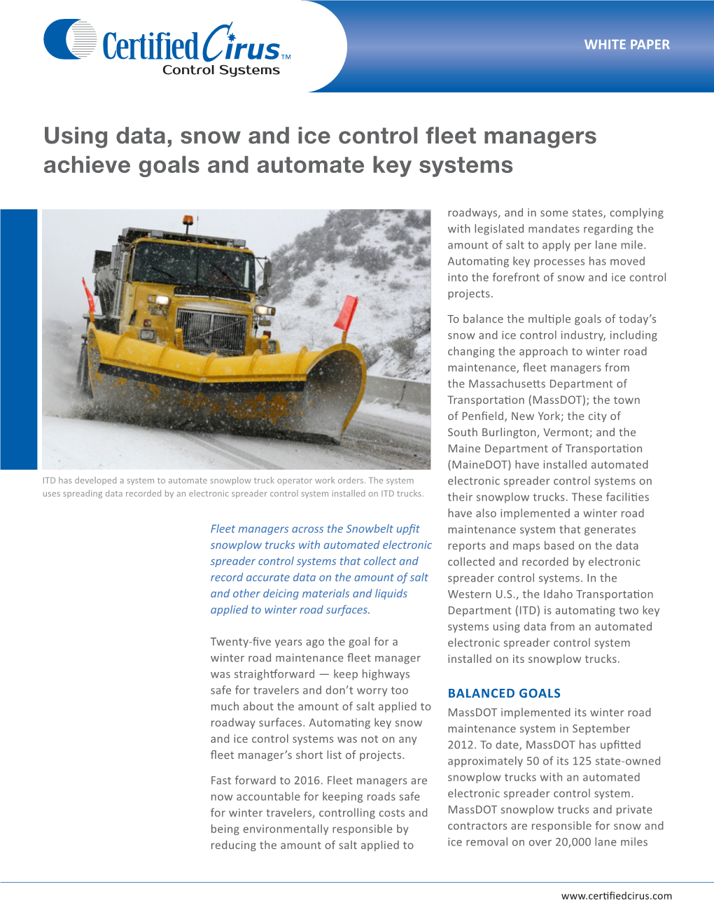 Using Data, Snow and Ice Control Fleet Managers Achieve Goals and Automate Key Systems