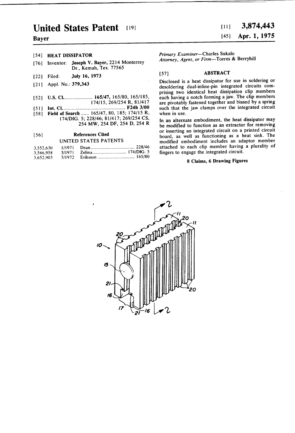 United States Patent [19] [111 3,874,443 Bayer [45] Apr