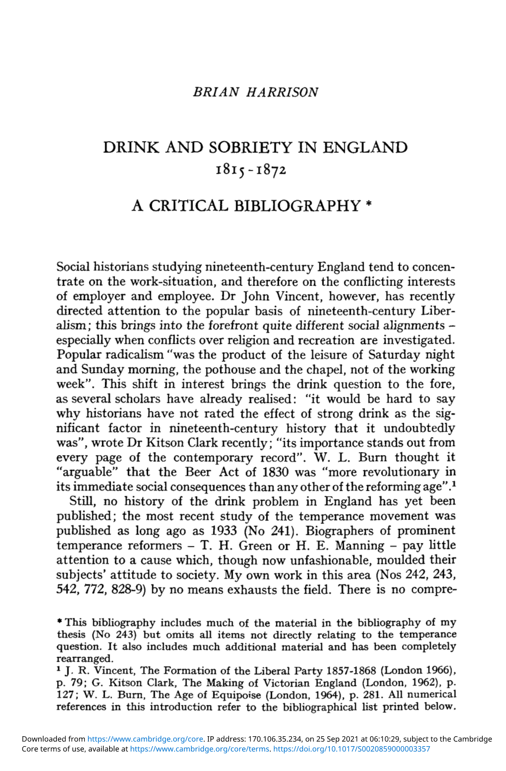 Drink and Sobriety in England 1815–1872