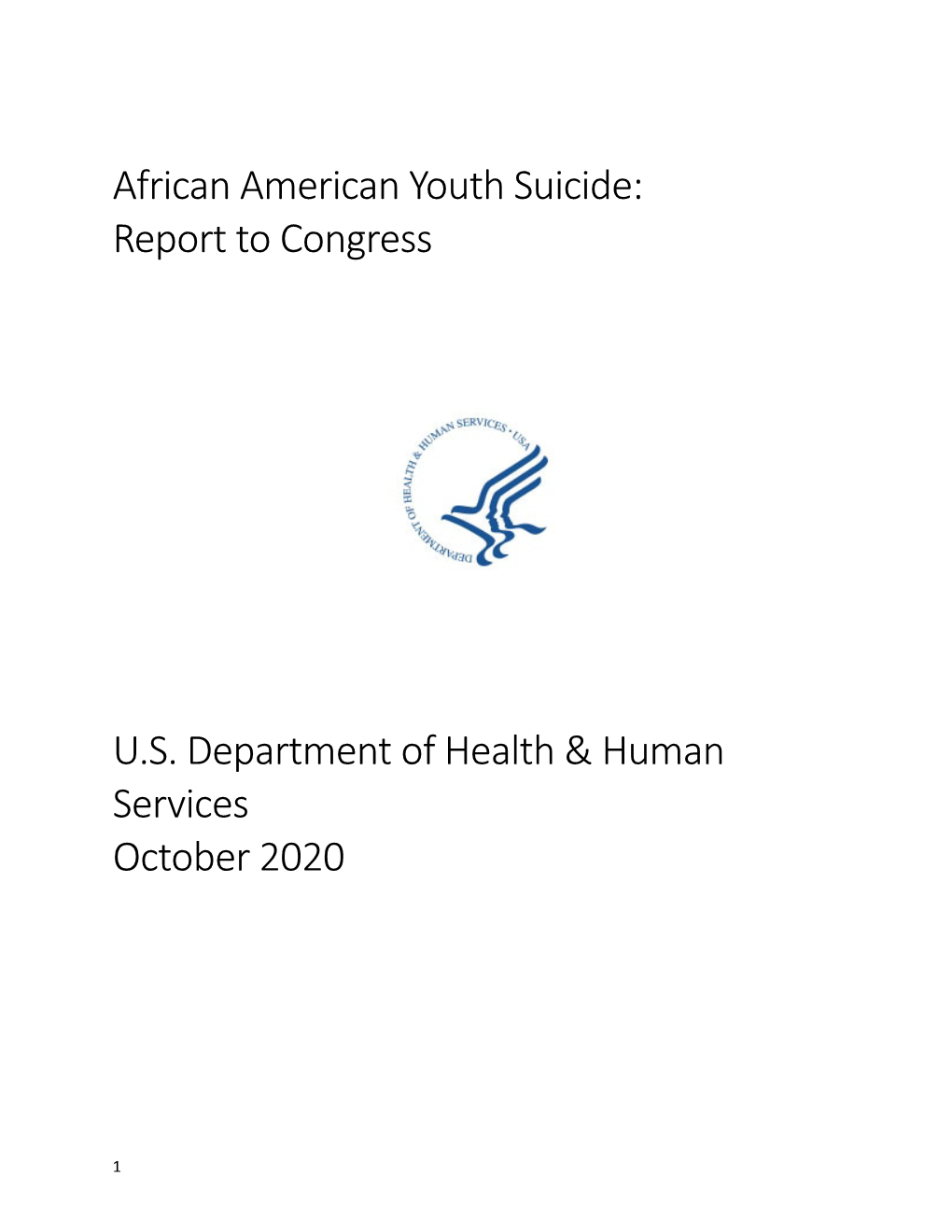 African American Youth Suicide: Report to Congress