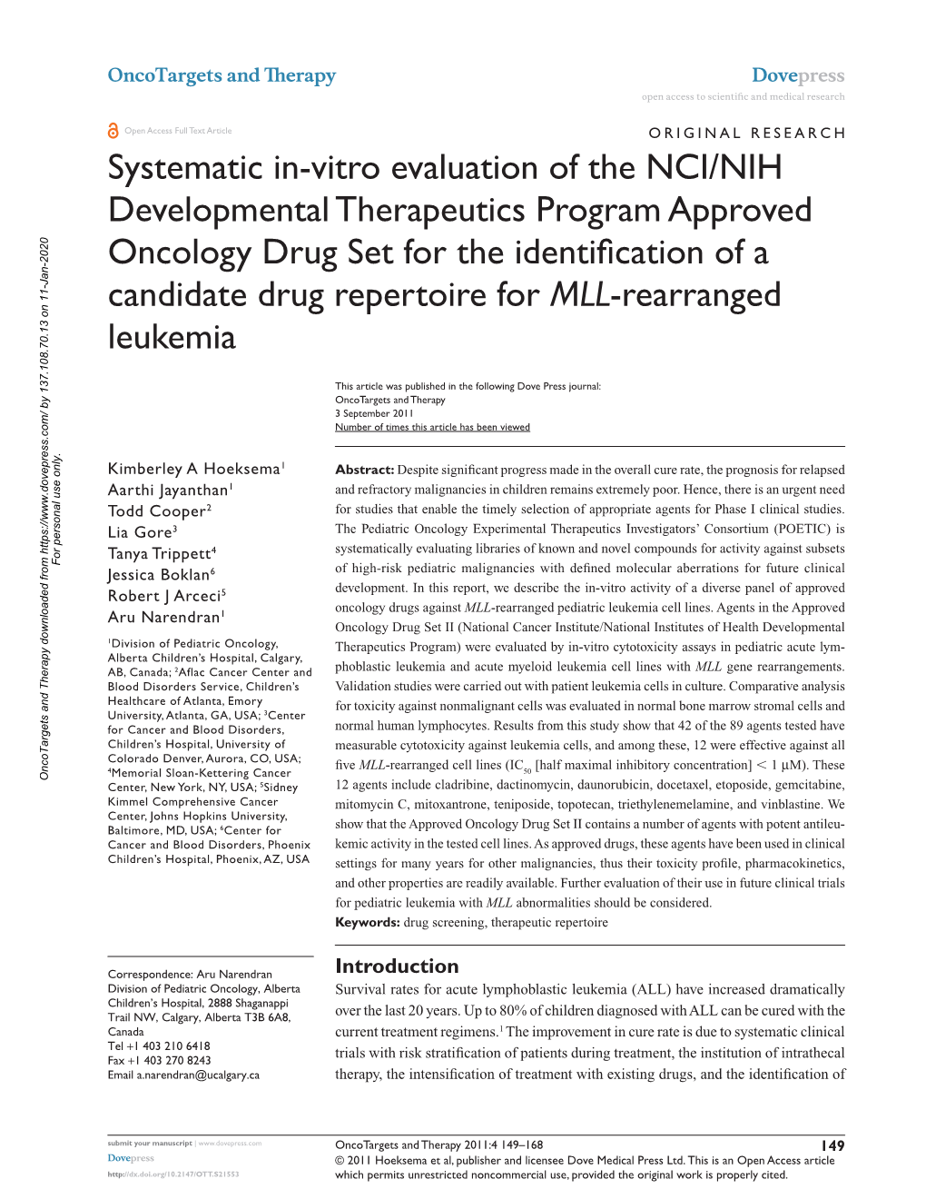 Systematic In-Vitro Evaluation of the Nci/Nih Developmental