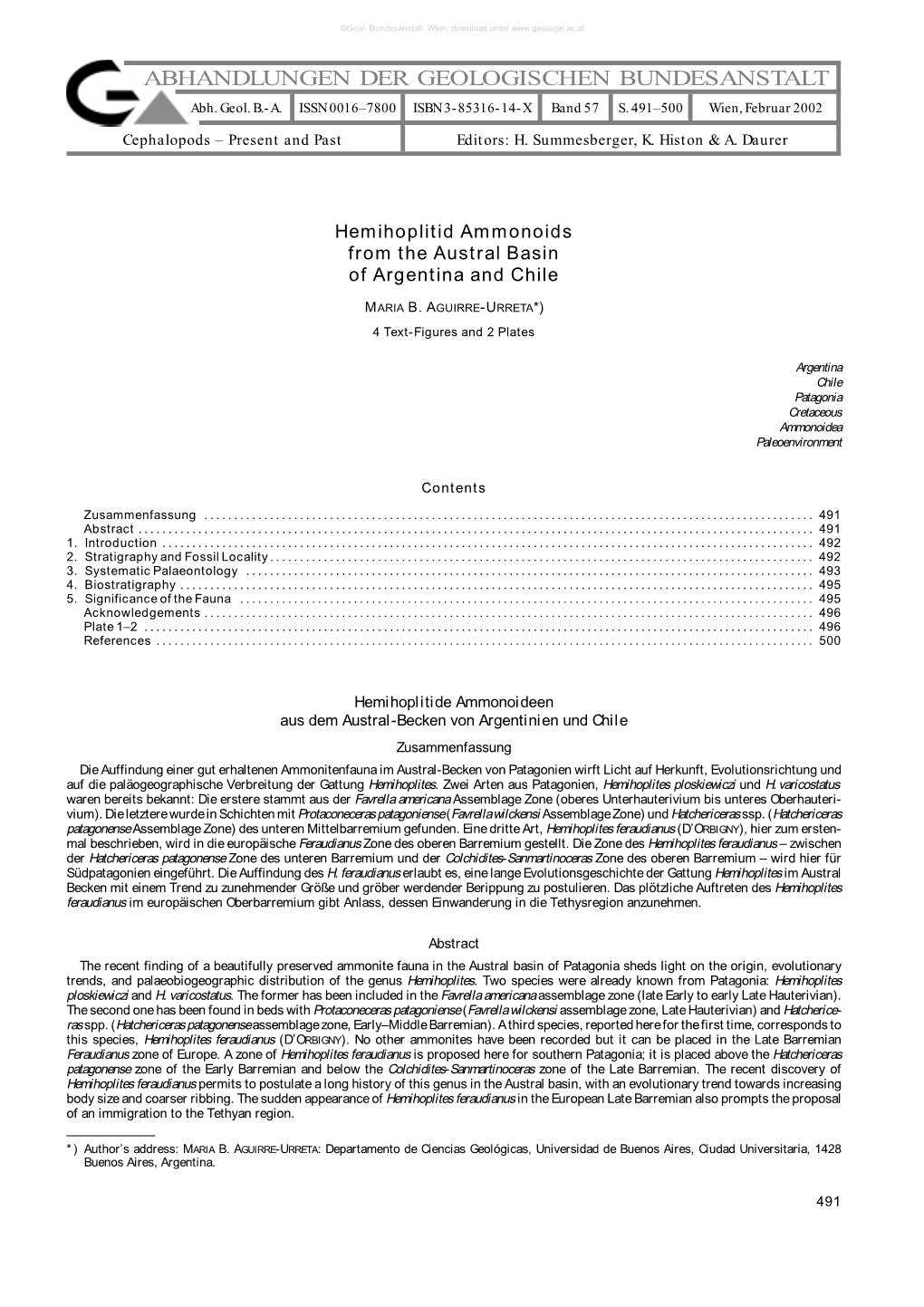 ABHANDLUNGEN DER GEOLOGISCHEN BUNDESANSTALT Abh