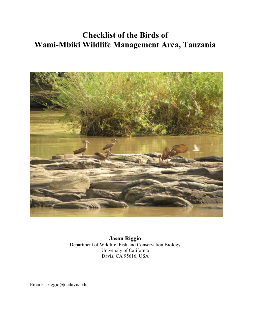 Checklist of the Birds of Wami-Mbiki Wildlife Management Area, Tanzania