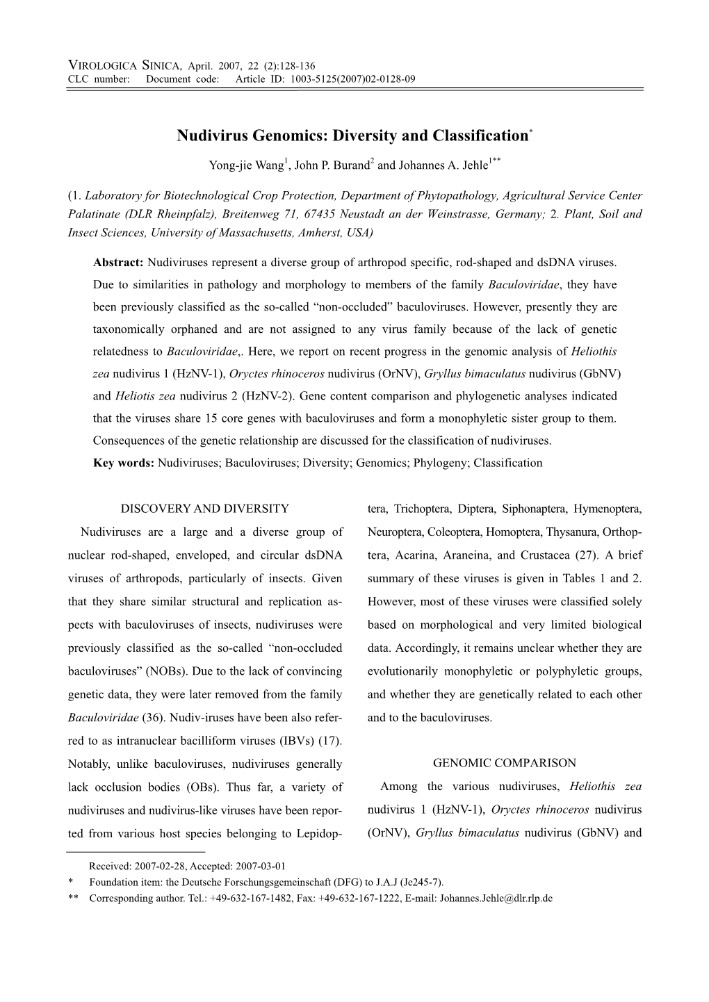 Nudivirus Genomics: Diversity and Classification*