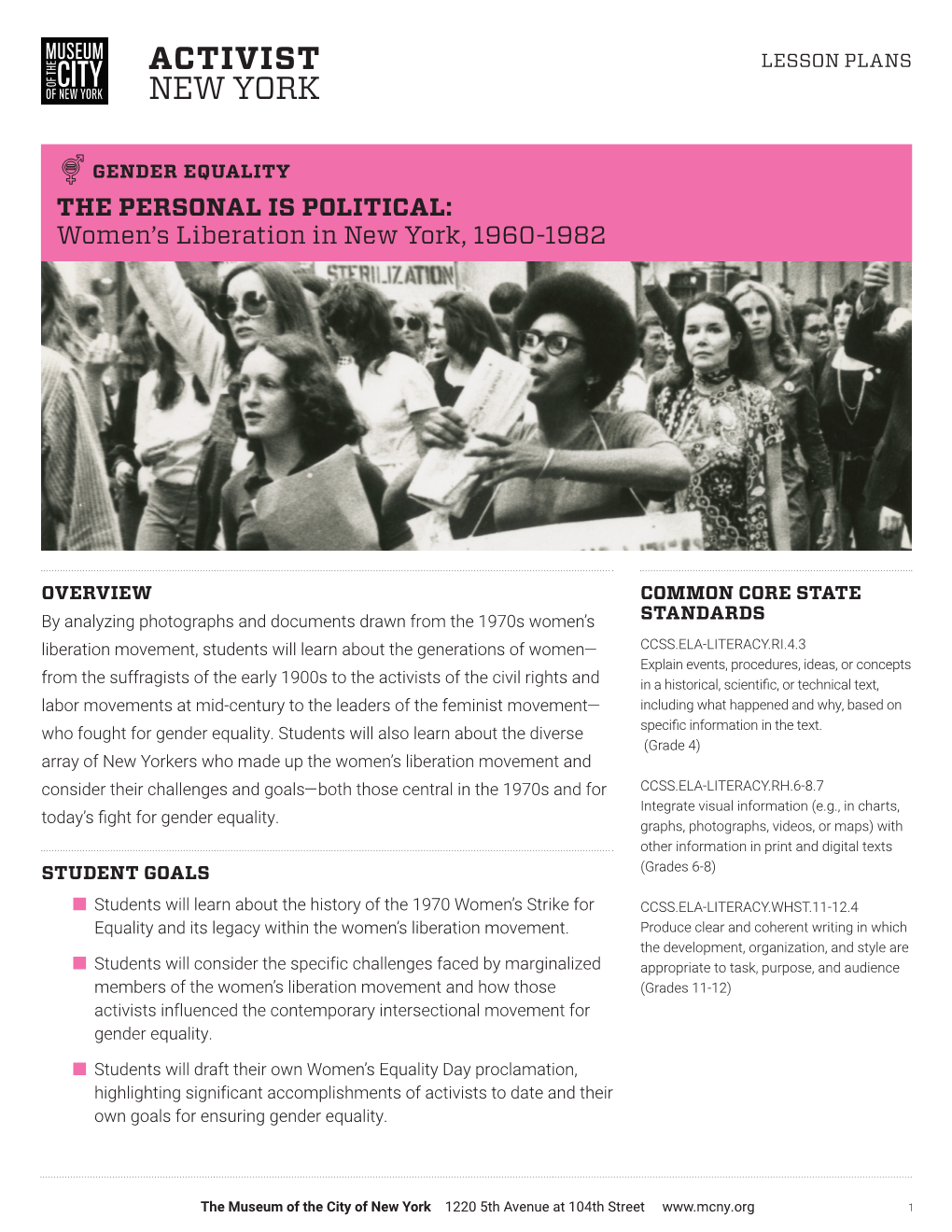 Women's Liberation in New York, 1960-1982