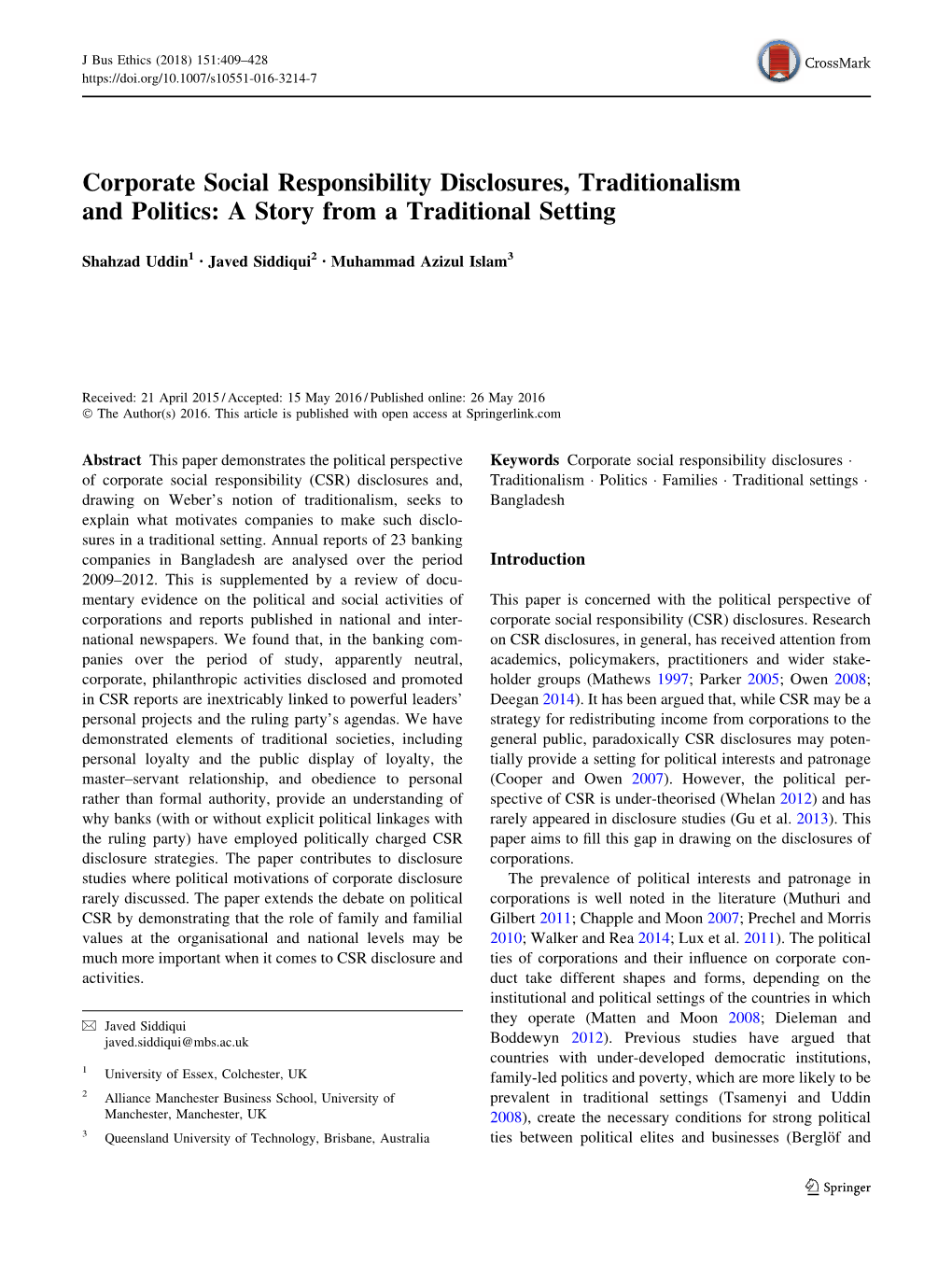 Corporate Social Responsibility Disclosures, Traditionalism and Politics: a Story from a Traditional Setting