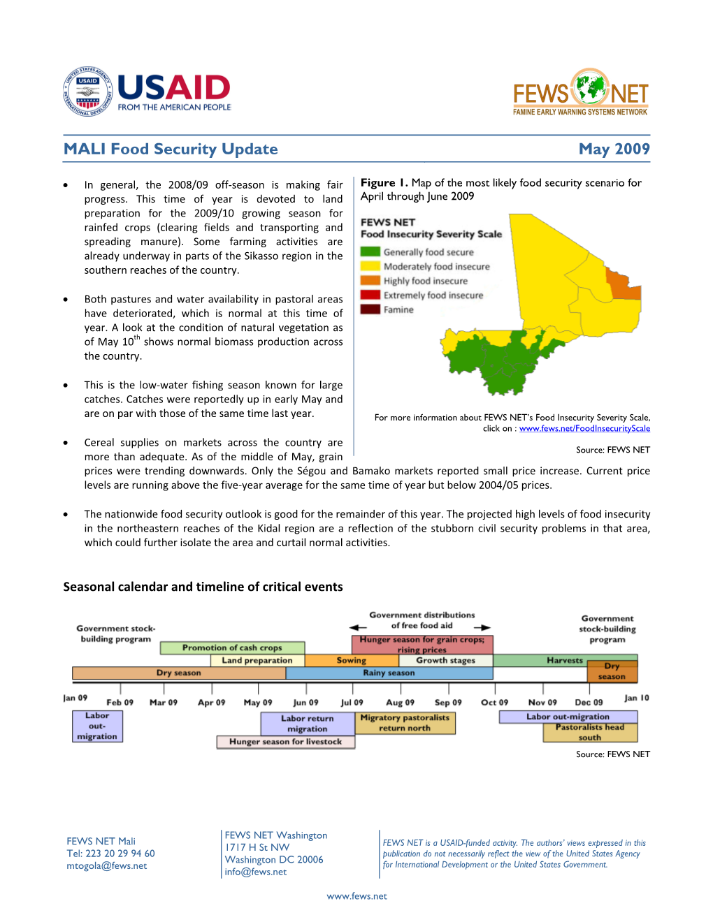 MALI Food Security Update May 2009