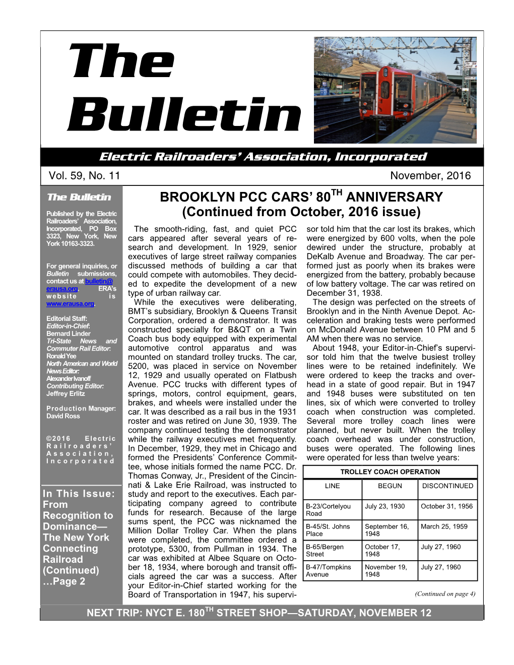 The Bulletin BROOKLYN PCC CARS’ 80 ANNIVERSARY