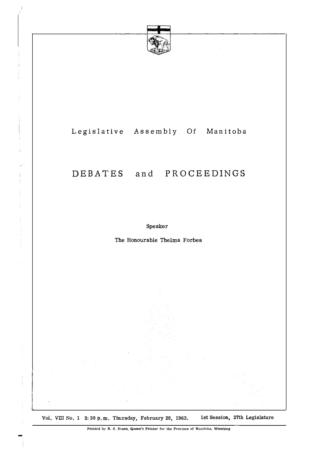 DEBATES and PROCEEDINGS