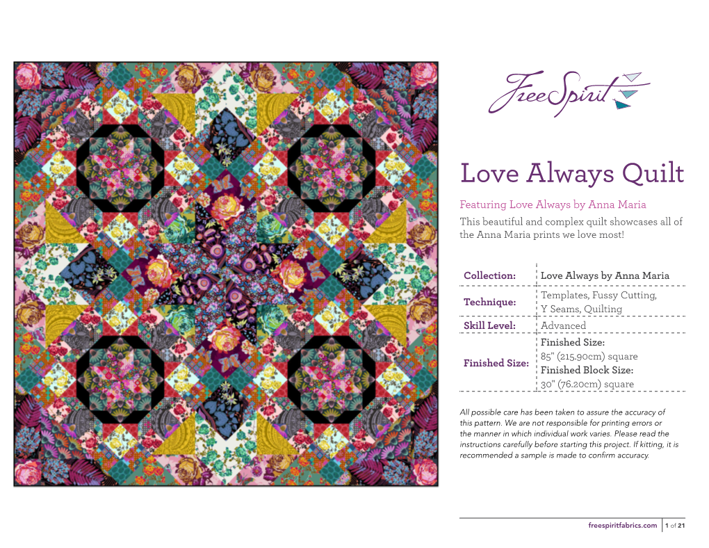 Love Always Quilt Featuring Love Always by Anna Maria This Beautiful and Complex Quilt Showcases All of the Anna Maria Prints We Love Most!