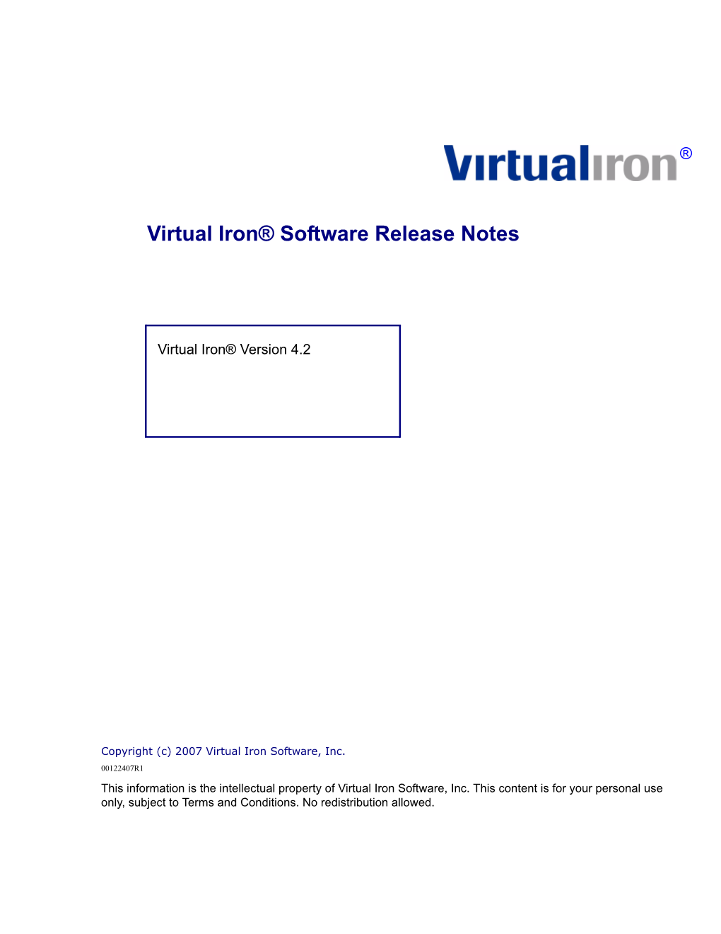 Virtual Iron® Software Release Notes