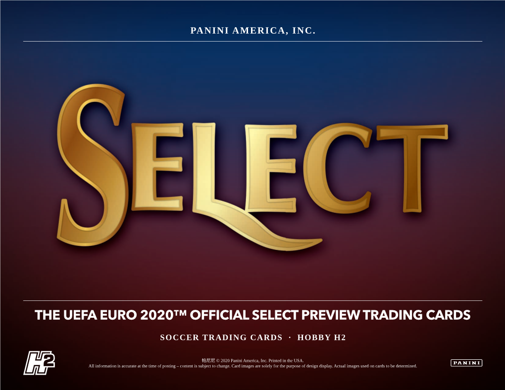 The Uefa Euro 2020™ Official Select Preview Trading Cards Soccer Trading Cards · Hobby H2
