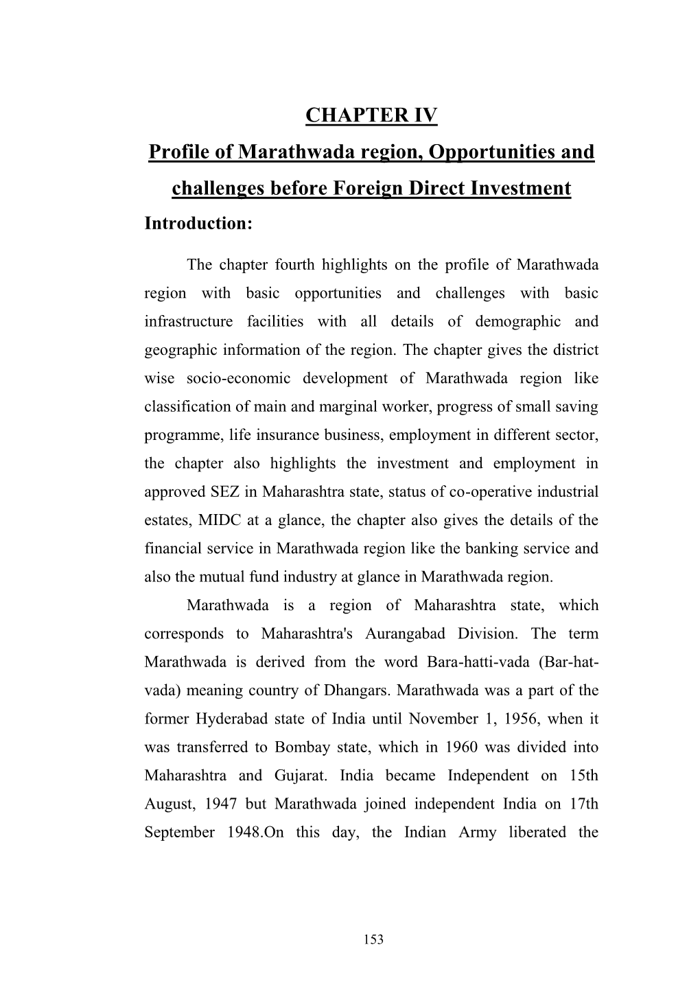 Economic and Industrial Background of Marathwada Region