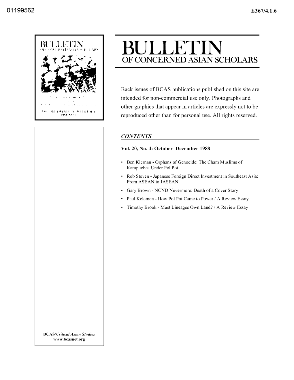 Bulletin of Concerned Asian Scholars