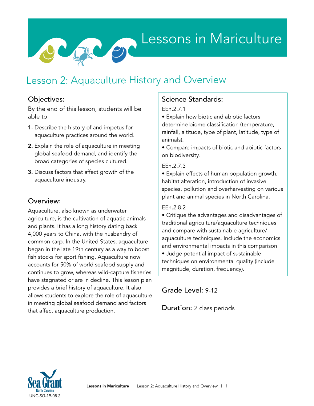 Lessons in Mariculture: Lesson 2: Aquaculture History and Overview