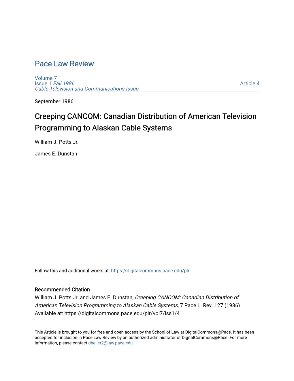 Creeping CANCOM: Canadian Distribution of American Television Programming to Alaskan Cable Systems