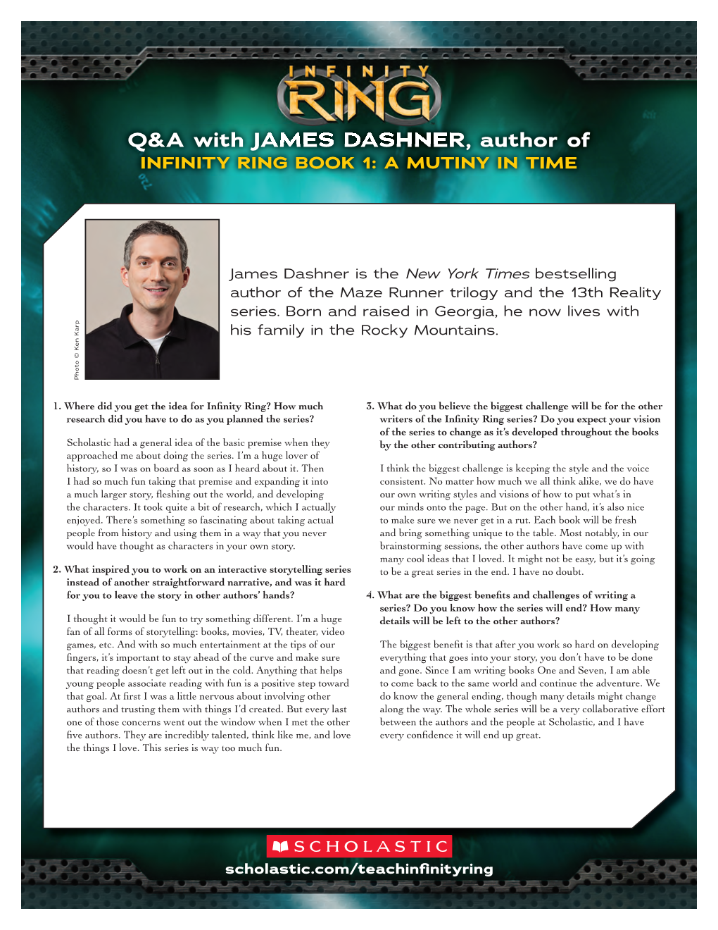 Q&A with JAMES DASHNER, Author Of