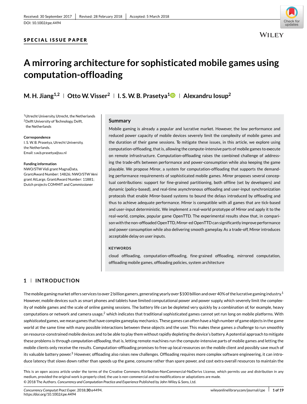 A Mirroring Architecture for Sophisticated Mobile Games Using Computation-Offloading