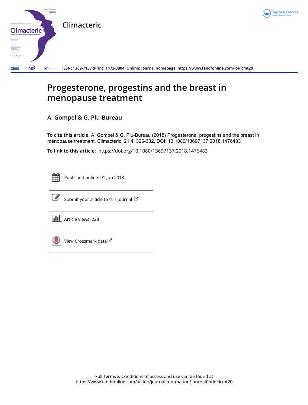 Progesterone, Progestins and the Breast in Menopause Treatment