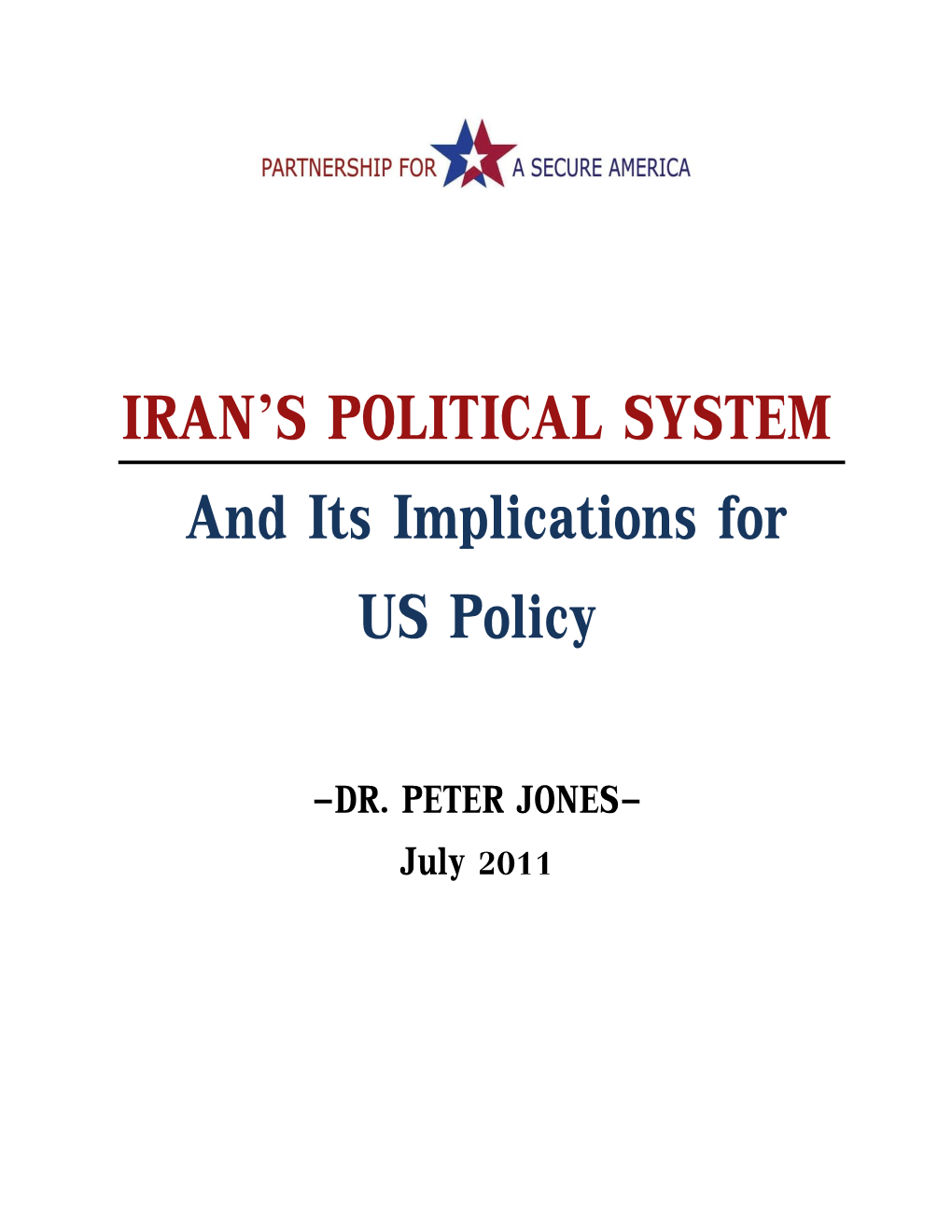 IRAN's POLITICAL SYSTEM and Its Implications for US Policy