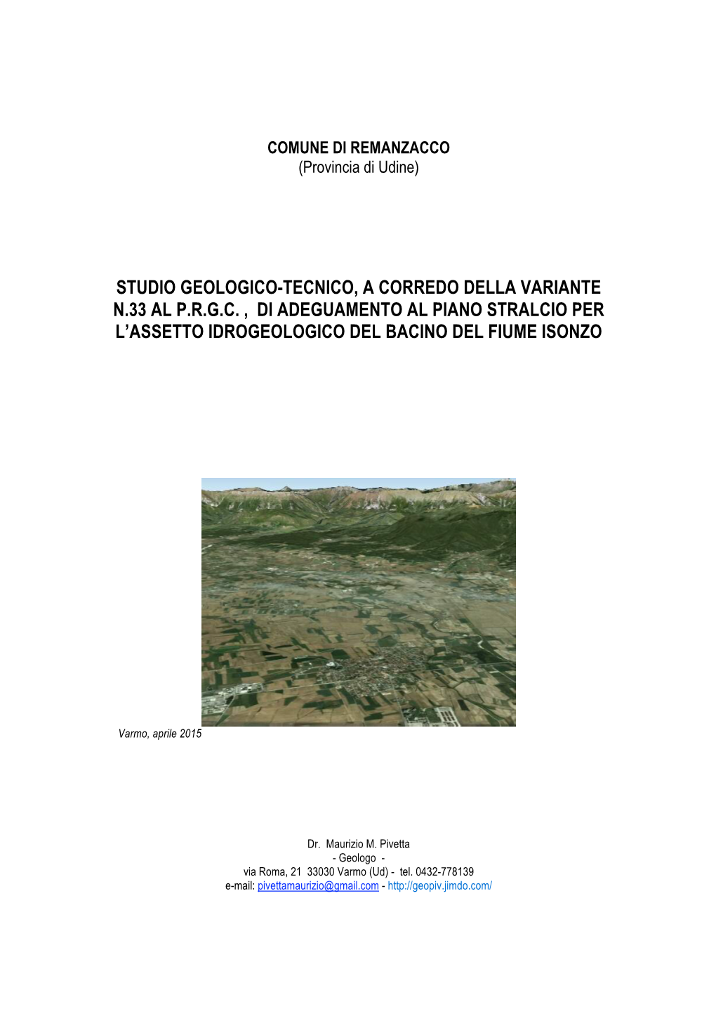 Studio Geologico-Tecnico, a Corredo Della Variante N.33 Al P.R.G.C