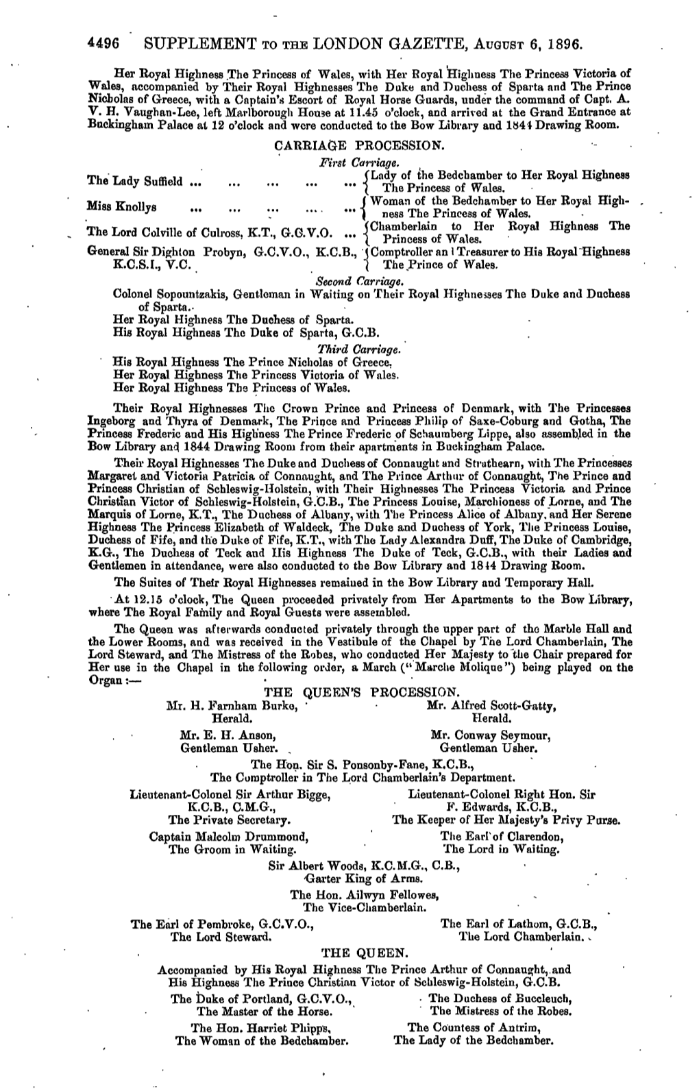 4496 Supplement to the London Gazette, August 6, 1896